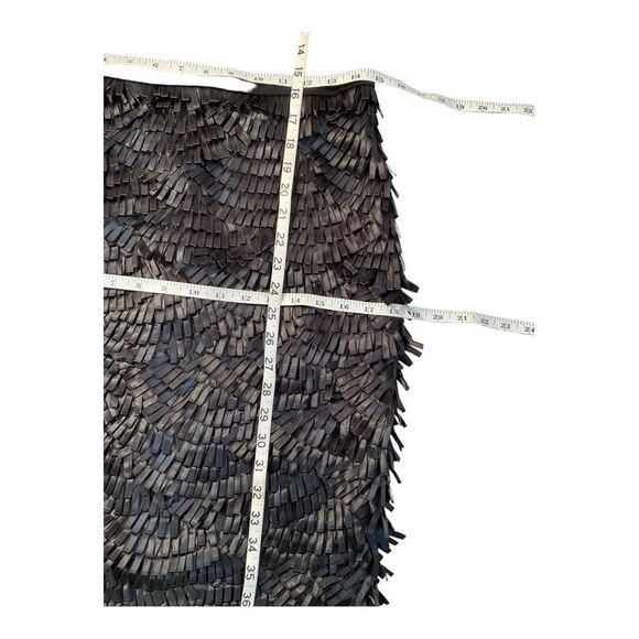 Carmen Marc Valvo Women’s Black knee Sleeve  Fringes Dress Size 6 - Picture 13 of 16